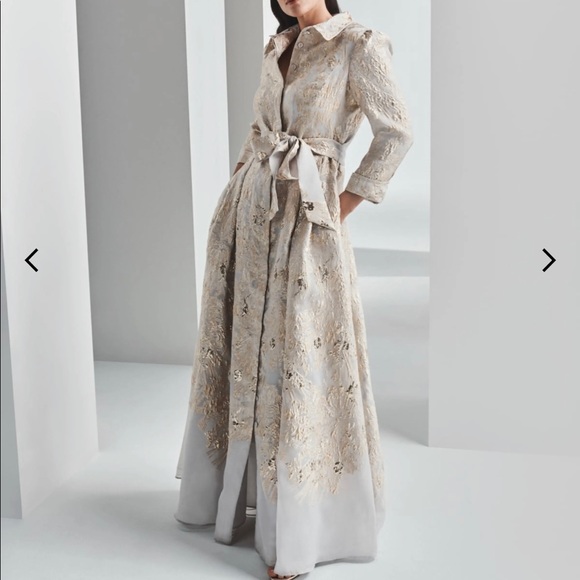 RICKIE FREEMAN FOR TERI JON Metallic Brocade Shirtdress Gown - Picture 4 of 4
